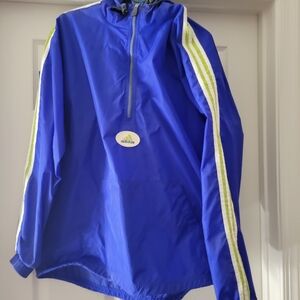 Adidas Royal Blue Windbreaker with Lime Stripes